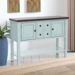 Merax Retro Blue Farmhouse Buffet Sideboard Table