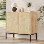 Set of 2 Rattan Accent Sideboard Cabinets 63