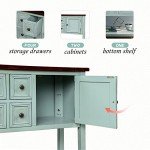 Merax Retro Blue Farmhouse Buffet Sideboard Table