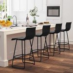 Modern Swivel Bar Stool Set of 4 - Black