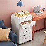 DEVAISE 7-Drawer Wood Dresser with Wheels