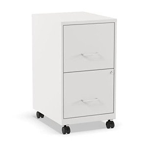 Pearl White 2-Drawer Mobile File Cabinet