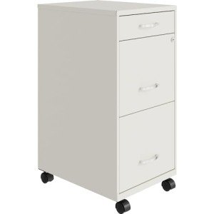 Mobile White File Cabinet with 3 Drawers