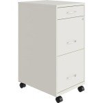 Mobile White File Cabinet with 3 Drawers
