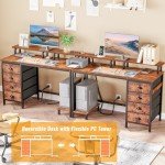 Rustic 47" Computer Desk with 4 Fabric Drawers