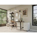Mobile White File Cabinet with 3 Drawers