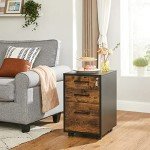 SONGMICS Locking File Cabinet in Rustic Brown