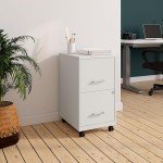Pearl White 2-Drawer Mobile File Cabinet