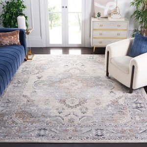 Beige & Grey Distressed Area Rug - 8' x 10