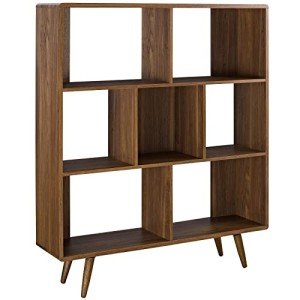 Mid-Century Walnut 7-Tier Cube Bookcase