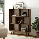 Mid-Century Walnut 7-Tier Cube Bookcase