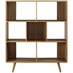 Mid-Century Walnut 7-Tier Cube Bookcase