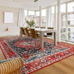 Boho Vintage 4x6 Washable Area Rug - Red