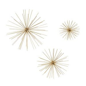 Starburst Metal Wall Art Set of 3, Gold