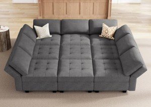HONBAY Dark Grey Modular Sectional Sofa with Chaise