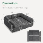HONBAY Dark Grey Modular Sectional Sofa with Chaise