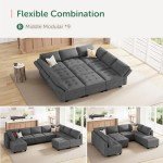 HONBAY Dark Grey Modular Sectional Sofa with Chaise