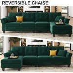 Dark Green L-Shaped Velvet Sectional Sofa with Chaise