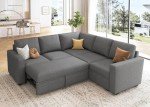 HONBAY L-Shaped Modular Sofa with Storage Bed