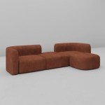 Tangerine Velvet Modern 4-Seater Curved Sofa
