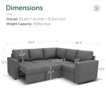 HONBAY L-Shaped Modular Sofa with Storage Bed