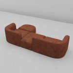 Tangerine Velvet Modern 4-Seater Curved Sofa