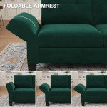 Dark Green L-Shaped Velvet Sectional Sofa with Chaise