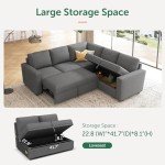 HONBAY L-Shaped Modular Sofa with Storage Bed