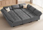 HONBAY Dark Grey Modular Sectional Sofa with Chaise