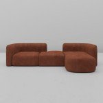 Tangerine Velvet Modern 4-Seater Curved Sofa