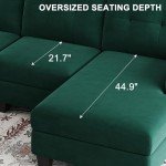 Dark Green L-Shaped Velvet Sectional Sofa with Chaise