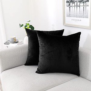 Velvet Decorative Throw Pillow Covers 18x18, Pack of 2