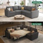 HONBAY L-Shaped Modular Sofa with Storage Bed
