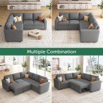 HONBAY L-Shaped Modular Sofa with Storage Bed
