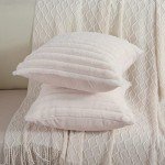 Cream White Striped Throw Pillow Covers - Set of 2
