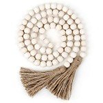 58" Wood Bead Garland with Tassels - Farmhouse Decor