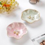Lotus Leaf Ceramic Ring Tray - Pink Jewelry Dish