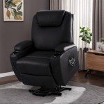 Furniwell Black Power Lift Recliner with Massage