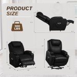 Furniwell Black Power Lift Recliner with Massage