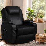 Furniwell Black Power Lift Recliner with Massage