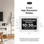 8-inch Digital Clock for Seniors with Alarms