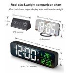 Large LED Alarm Clock with Date and Temperature