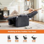 Grey Recliner Chair with Massage, Heat, and Lift