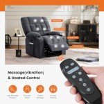 Grey Recliner Chair with Massage, Heat, and Lift