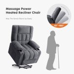 Grey Recliner Chair with Massage, Heat, and Lift