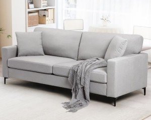 Light Grey 3-Seater Modern Comfy Sofa