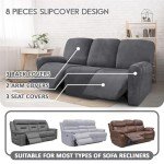 Soft Stretch Velvet Recliner Sofa Cover Set