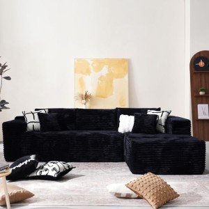 104" Black Cloud Sectional Sofa with Chaise