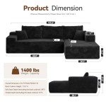 104" Black Cloud Sectional Sofa with Chaise