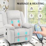 Comfortable Swivel Rocker Recliner with Massage & Heating